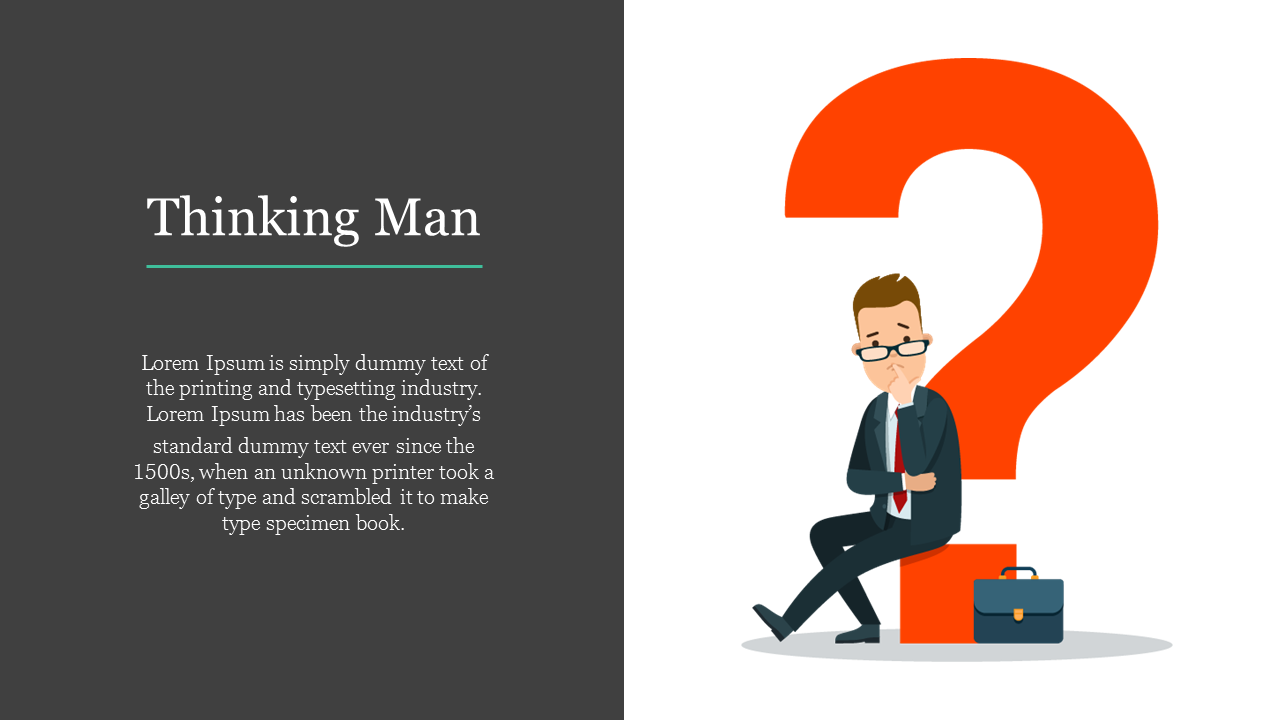 Free - Attractive Thinking Man PowerPoint Template Presentation
